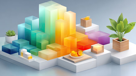 Floating holographic interface showing startup metrics, goals, and collaborative tools in motionの素材