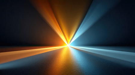 Radiating arrows converging on a central glowing symbol, showing shared direction and group achievementの素材