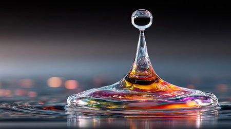 A liquid silver energy drop merging with a mercury-like pool, forming seamless ripples and mirror-like reflectionsの素材