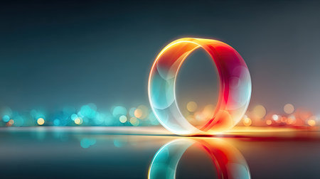 Neon Stargate Ring - A circular neon structure with glowing animated segments, evoking a sci-fi wormhole in deep magenta and cyanの素材