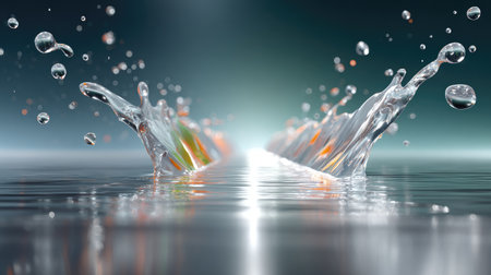 Liquid Metal Flow - Mercury-like silver arrows melting and reforming as they diverge upward, with reflective droplets suspended in motionの素材