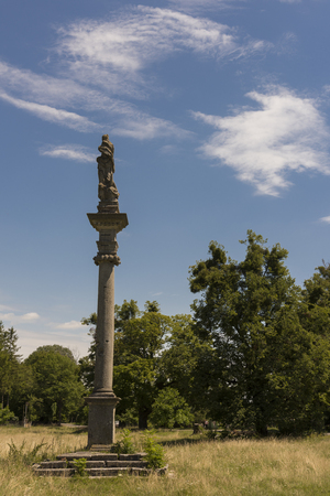 Antique column with statue up the topの写真素材