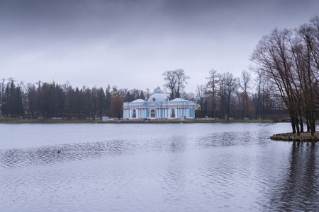 The Grotto pavilion in Catherine park. Autumn landscape in Pushkin, Russiaの写真素材