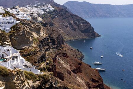Sea view from Fira the capital of Santorini island in Greeceの写真素材