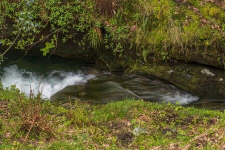 Poulanass Waterfall in Wicklow Mountains National Park, Ireland.の写真素材
