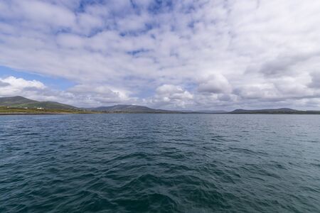 Beautiful view of Valentia Island. Locations worth visiting on the Wild Atlantic Way. Scenic Irish countyside on sunny summer day, County Kerry, Ireland.の写真素材