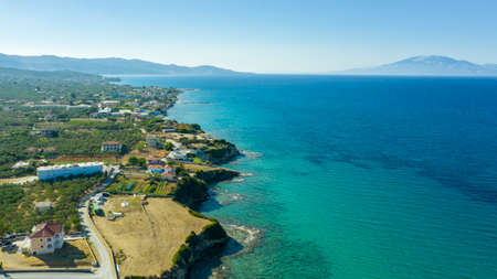 Aerial view of Katragaki beach, Tragaki, Zakynthos, Greeceの写真素材