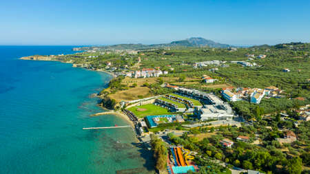 Aerial view of Katragaki beach, Tragaki, Zakynthos, Greeceの写真素材