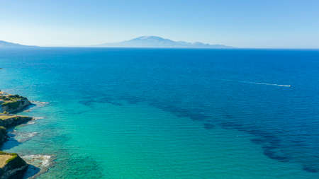 Aerial view of Katragaki beach, Tragaki, Zakynthos, Greeceの写真素材
