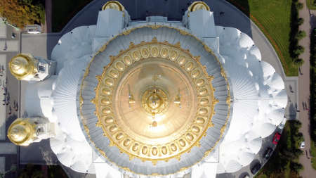 Aerial view of Orthodox Naval Cathedral of St. Nicholas. Built in 1903-1913. Kronshtadt, St.Petersburg, Russiaの写真素材