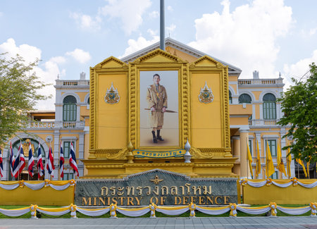 The Monument of Thai King stands majestically in an Urban Setting, Bangkok, Thailandの写真素材