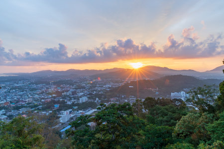 Phi Phi Thailand City Sunset Mountain Landscapeの写真素材