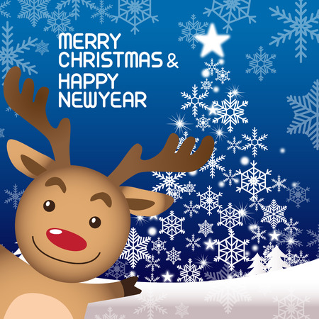 Merry christmas ,  rudolphのイラスト素材