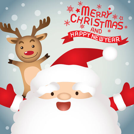 Merry christmas , santa claus and rudolphのイラスト素材