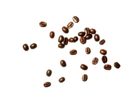 Isolate coffee beans, a top view closeup photo imageの写真素材