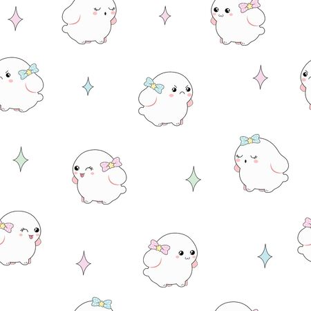 Cute white puppy seamless patternのイラスト素材