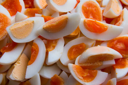 Slice shell boiled eggsの写真素材