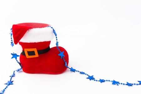 Santa claus shoe and blue star lineの写真素材