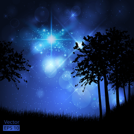 landscape background with moon lightのイラスト素材