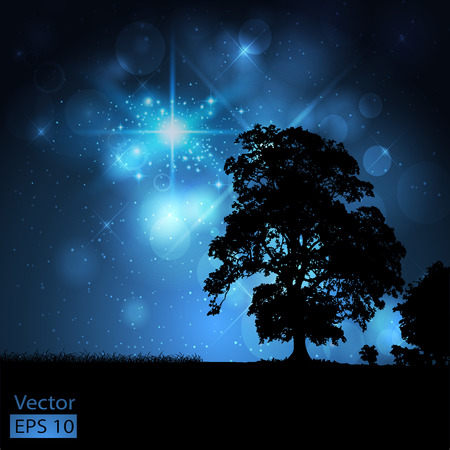 landscape background with moon lightのイラスト素材