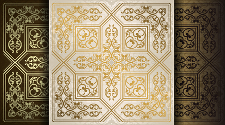 Vintage floral quadrant seamless pattern background.のイラスト素材