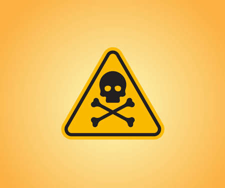 Deadly warning sign vector graphic trendy design, Danger sign vector yellow skullのイラスト素材