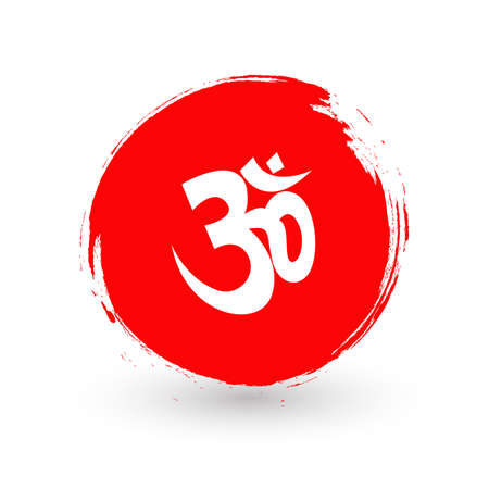 Om with red background grunge style graphic design.のイラスト素材