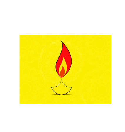 Deepawali graphic vector design with diya yellow background graphic artwork.のイラスト素材