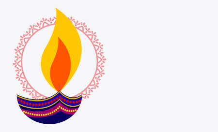 Deepawali graphic vector design with diya yellow background graphic artwork.のイラスト素材