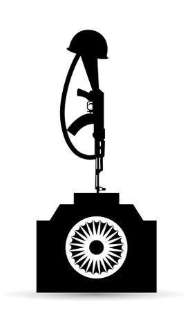 Illustration of Amar Jawan Jyoti on vintage national background for 15th of August, Indian Independence Day celebrations.のイラスト素材