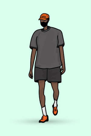 Man with shorts flat Vector illustration trendy designのイラスト素材