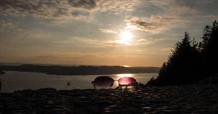 Bergen sunsetの写真素材