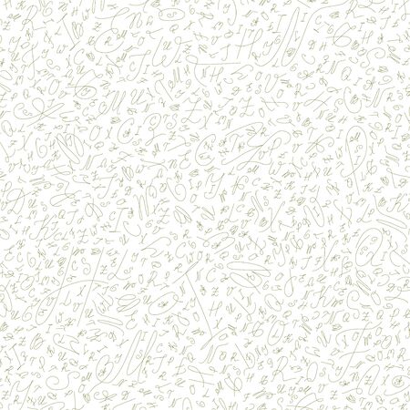 seamless abstract background of the alphabet  in ballpoint pen olive handwritten styleのイラスト素材