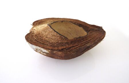 Dried coconut on white background Sliced coconut shell Foreground. Dried coconut on white background Sliced coconut shell Foregroundの写真素材