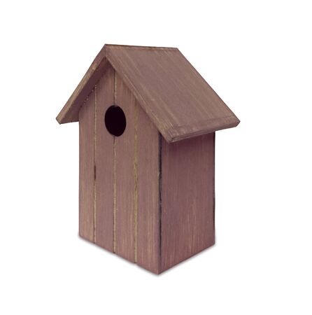 Ornament Side view of painted wooden birdhouse. Handmade Conceptual and minimalist decoration. Elegance decorationの写真素材