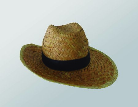 Panama hat, traditional caribbean hat with black hatband or ribbon, isolated on white background.の写真素材
