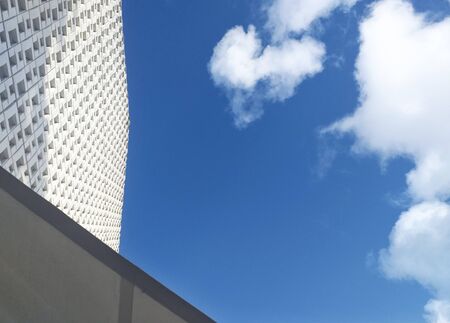 Modern building architecture on sky background. Architecture detail. Close-Up of Modern Design Buildings.の写真素材