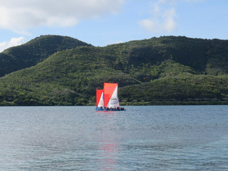 Martinique, Antilles january, 18 2020; two traditional boats of the Antilles, calledのeditorial素材
