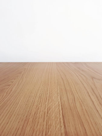 Wooden surface in perspective. Wood texture for compositions. Backgrounds for wooden tables and boards.の写真素材
