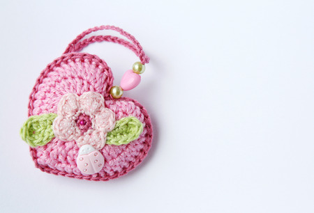 Pretty crochet heart. Hand made gift.の写真素材