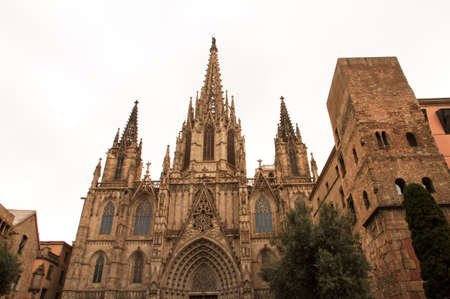 Barcelona Cathedral. Famous architectural landmark of the city. Beautiful Spain.の写真素材