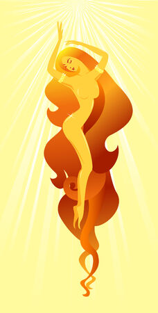 Girl in solar beamsのイラスト素材