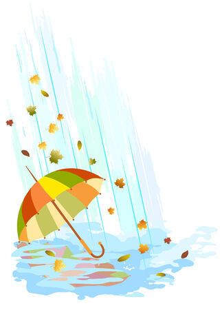 Umbrella in the rain. Vector illustrationのイラスト素材