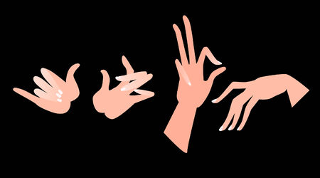 Illustration of hands in different positions. Vector.のイラスト素材