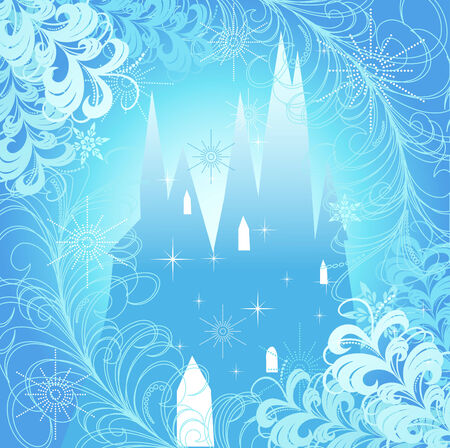 Christmas design with castle. Vector illustration.のイラスト素材