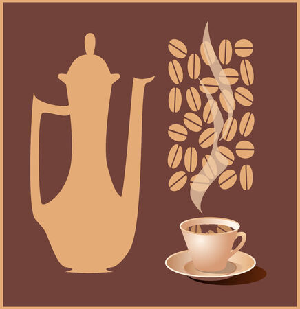 Illustration of a coffeepot and a cup of coffee. Vector.のイラスト素材