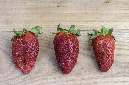 Tree stranwberry on wood.の写真素材