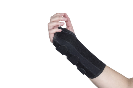Patient is wearing a black wristband. Pain wrist.の写真素材