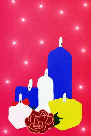 Christmas poscard with candles on pinkのイラスト素材