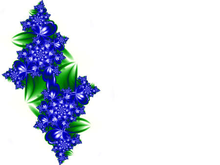 Blue fractal flowers greeting card with white backgroundの写真素材